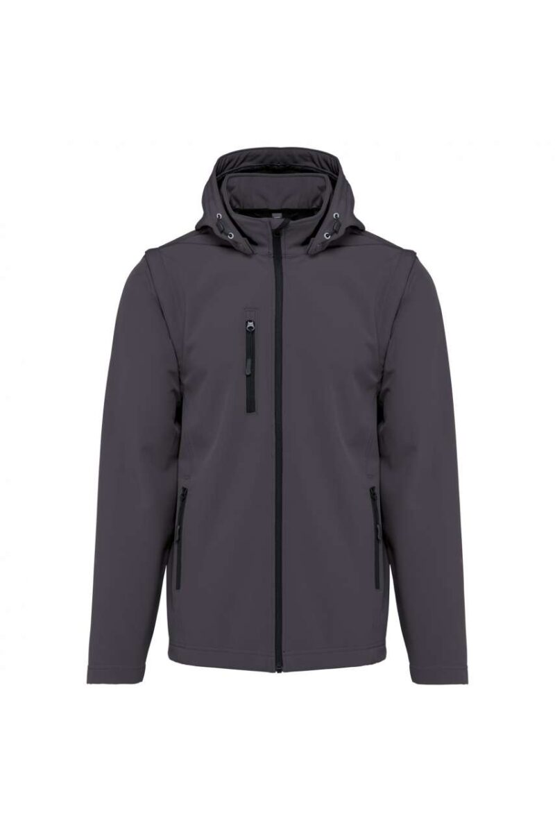 Kariban UNISEX 3-LAYER SOFTSHELL HOODED REMOVABLE SLEEVES JACKET WITH - Τιτάνιο