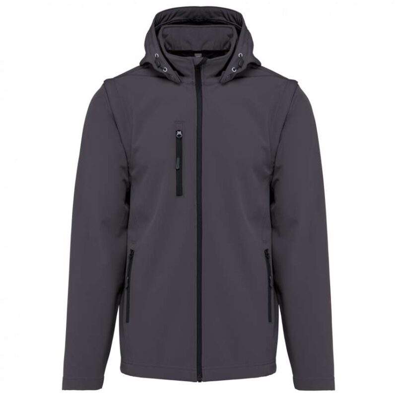 ka422-titanium-a1 Kariban UNISEX 3-LAYER SOFTSHELL HOODED REMOVABLE SLEEVES JACKET WITH - Τιτάνιο