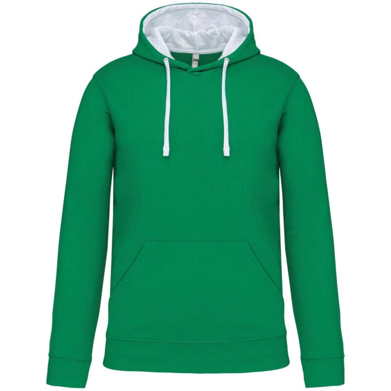 ka446-light_kelly_green_white-a1 Kariban Ανδρικό Φούτερ με Κουκούλα και Αντίθεση - Ανοιχτό Πράσινο Κέλι/Λευκό