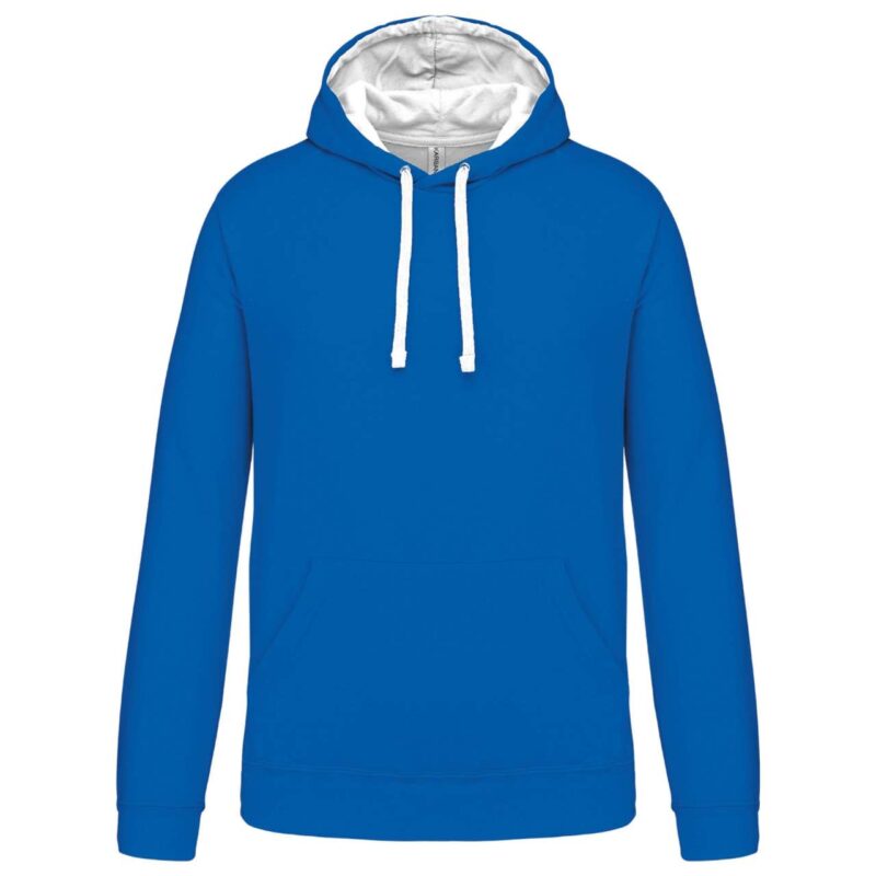 Kariban Ανδρικό Φούτερ με Κουκούλα και Αντίθεση - Light Royal Blue/White