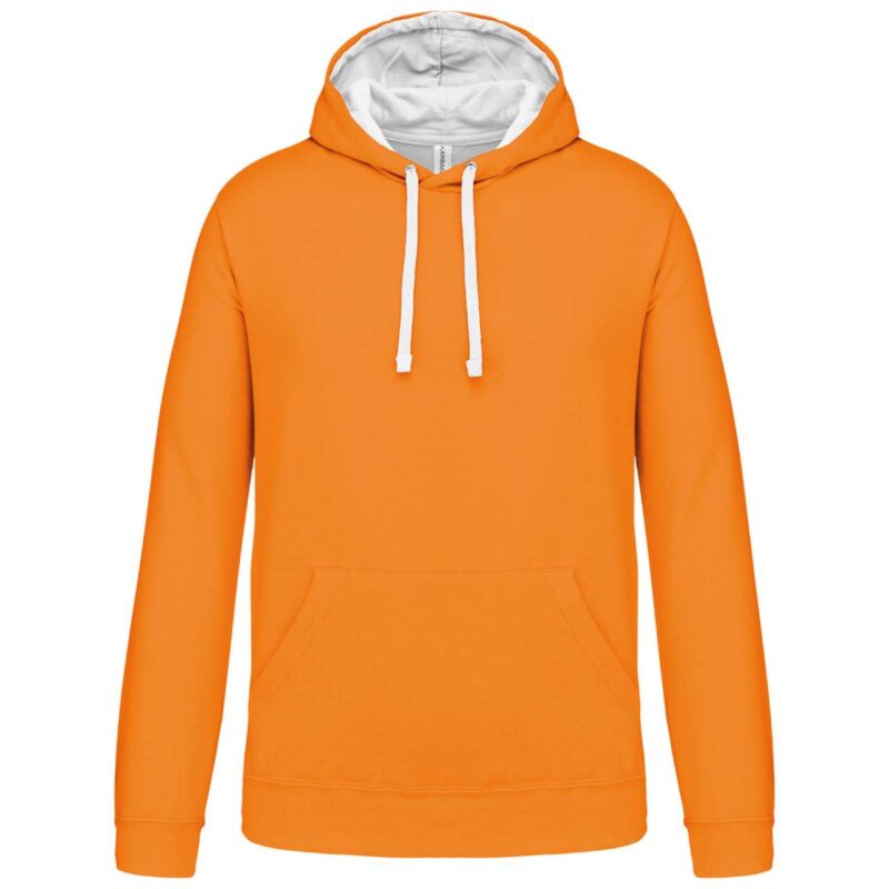 ka446-orange_white-a1 Kariban Ανδρικό Φούτερ με Κουκούλα και Αντίθεση - Πορτοκαλί/Λευκό