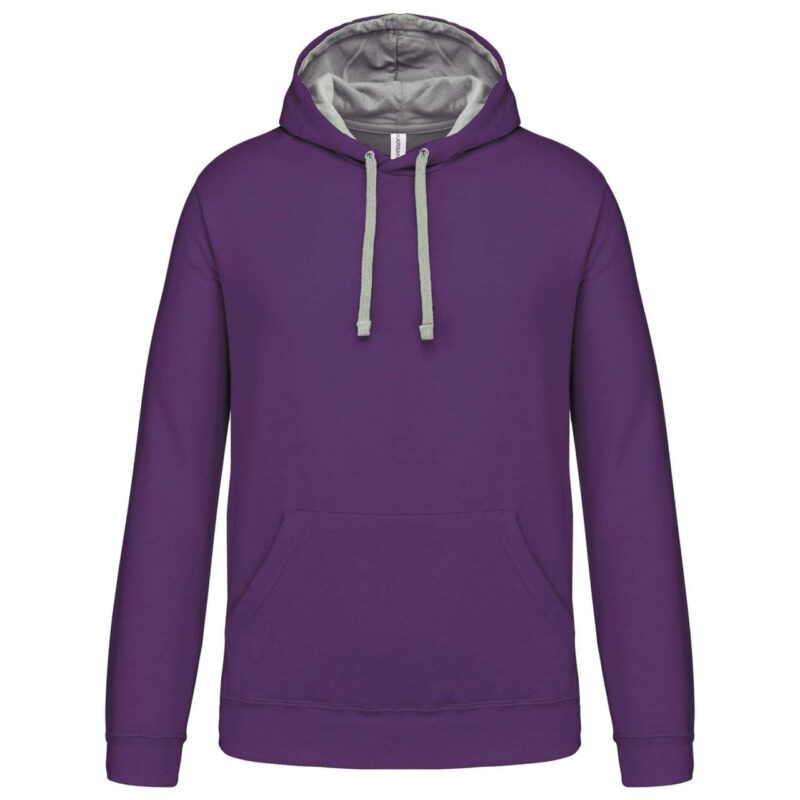 ka446-purpleoxford_grey-a1 Kariban Ανδρικό Φούτερ με Κουκούλα και Αντίθεση - 76% Cotton/21% Polyester/3% Viscose