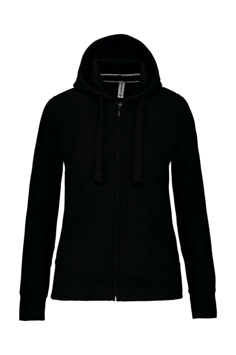 ka464-black-a1 Kariban LADIES HOODED FULL ZIP SWEATSHIRT - Μαύρο
