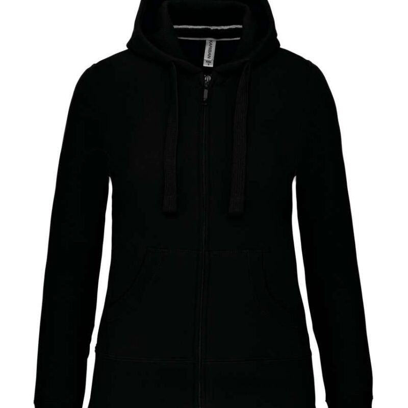 Kariban LADIES HOODED FULL ZIP SWEATSHIRT - Μαύρο