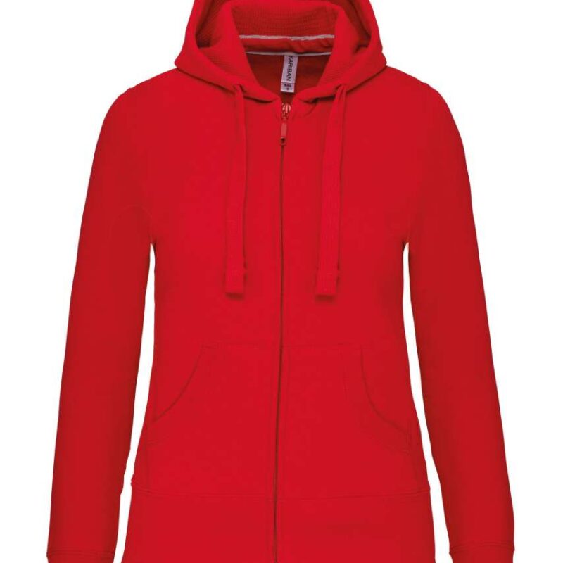 Kariban LADIES HOODED FULL ZIP SWEATSHIRT - Κόκκινο