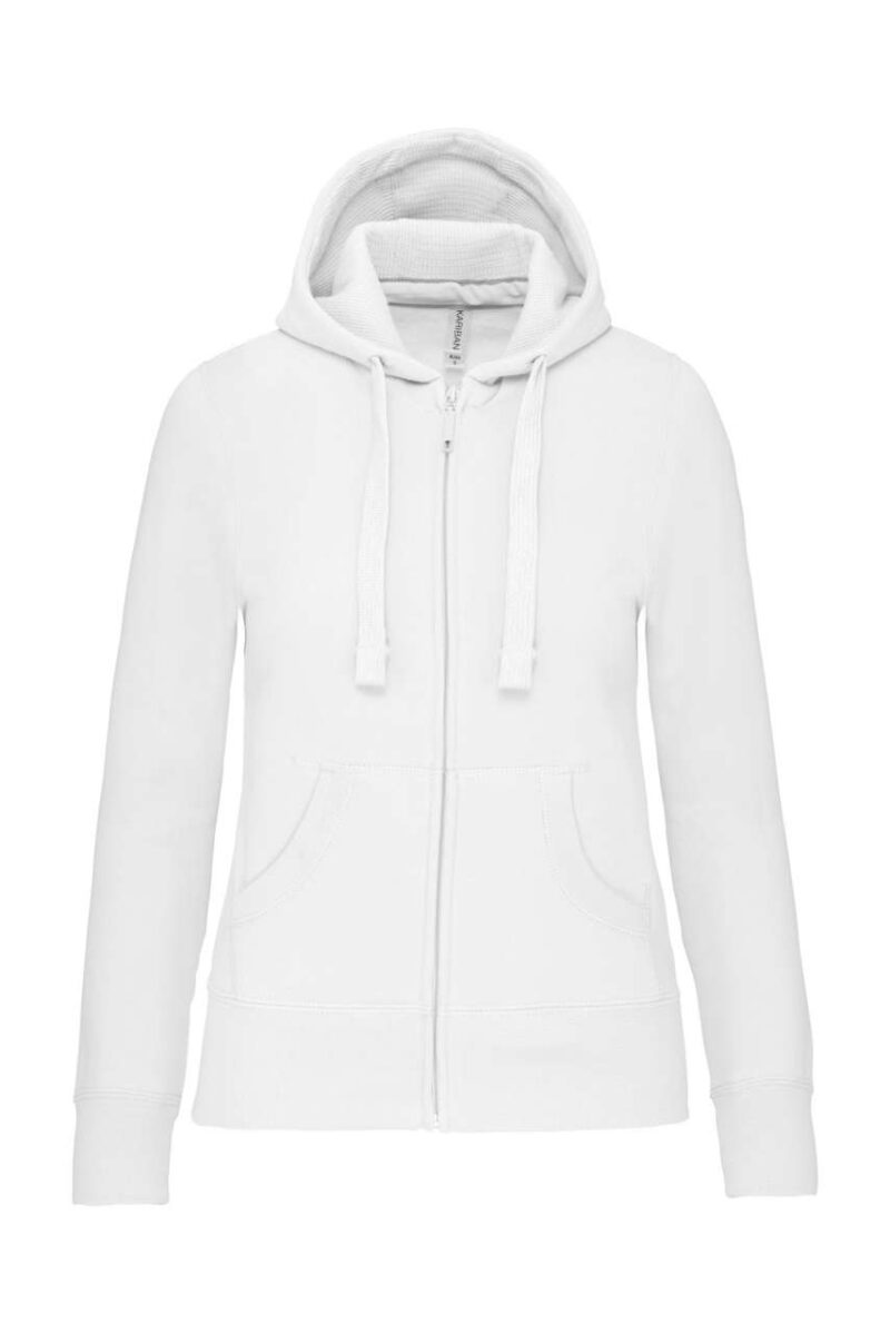 ka464-white-a1 Kariban LADIES HOODED FULL ZIP SWEATSHIRT - Λευκό