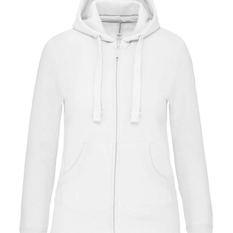 ka464-white-a1 Kariban LADIES HOODED FULL ZIP SWEATSHIRT - Λευκό
