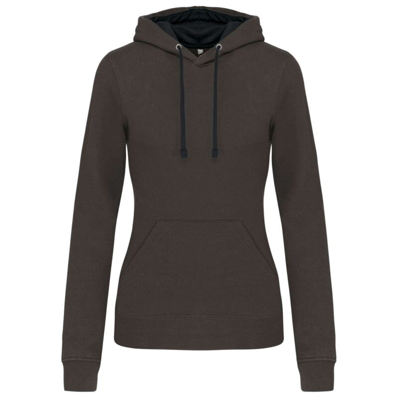 Kariban LADIES’ CONTRAST HOODED SWEATSHIRT - Σκούρο Γκρι/Μαύρο