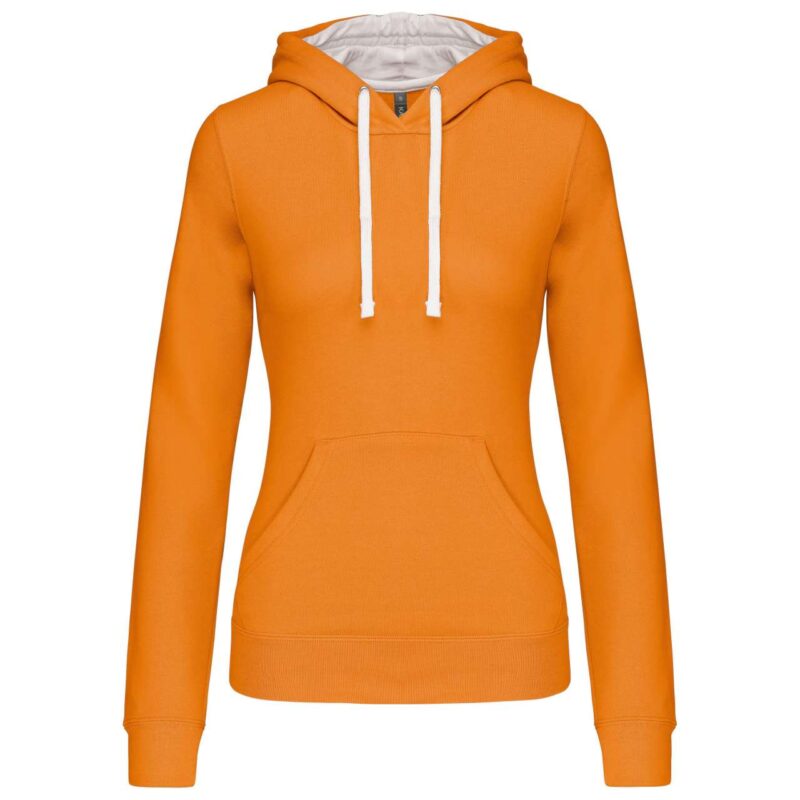ka465-orange_white-a1 Kariban LADIES’ CONTRAST HOODED SWEATSHIRT - Πορτοκαλί/Λευκό