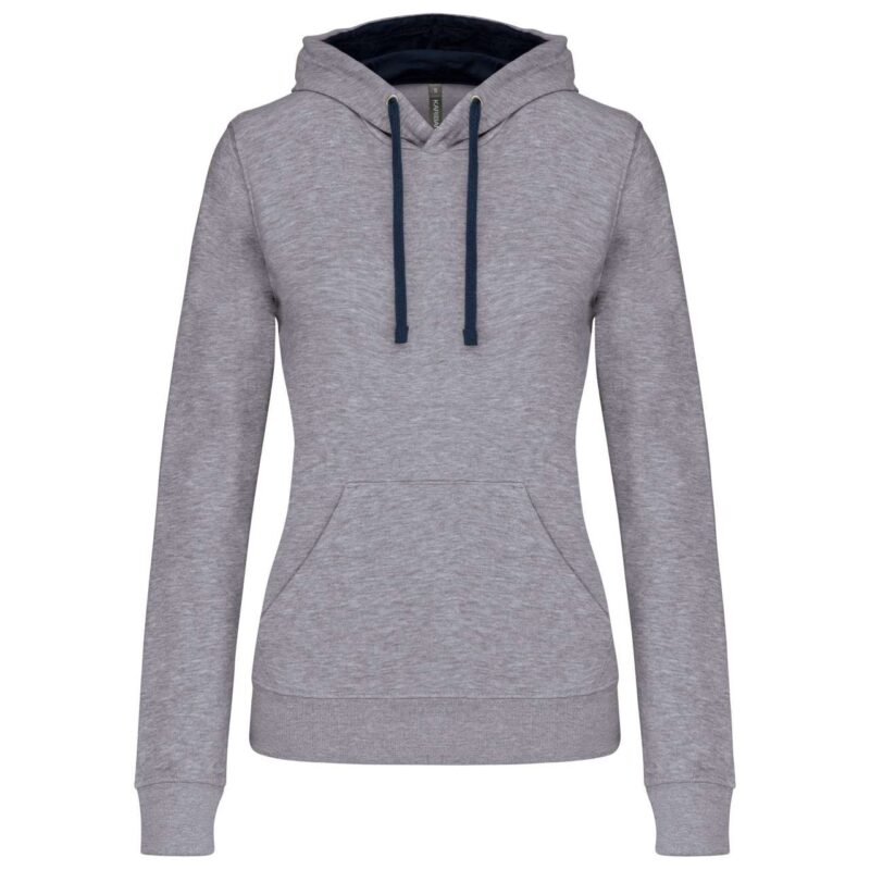 Kariban LADIES’ CONTRAST HOODED SWEATSHIRT - 76% Cotton/21% Polyester/3% Viscose