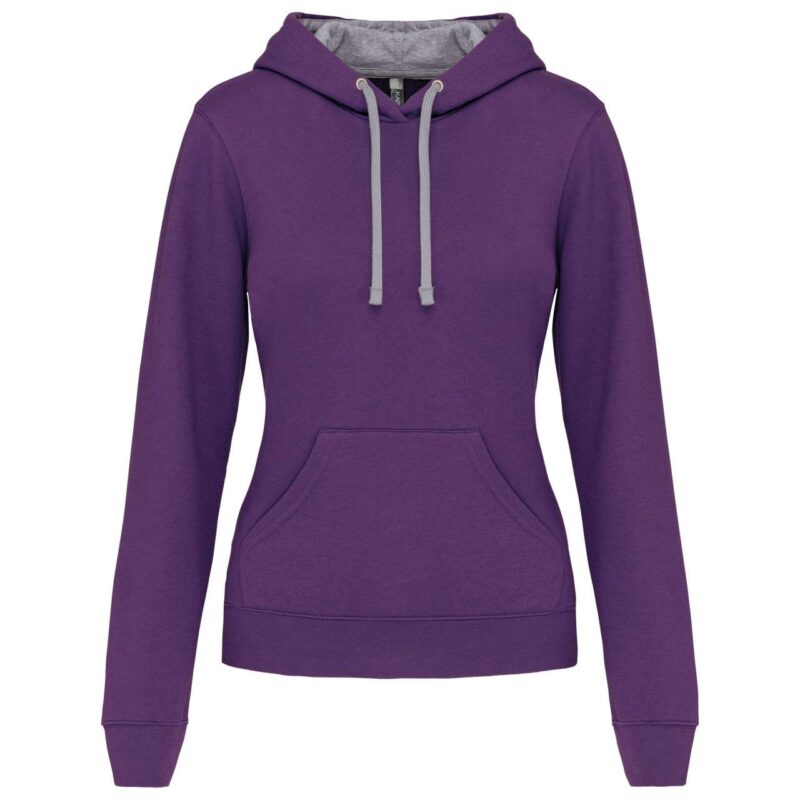 ka465-purpleoxford_grey-a1 Kariban LADIES’ CONTRAST HOODED SWEATSHIRT - 76% Cotton/21% Polyester/3% Viscose