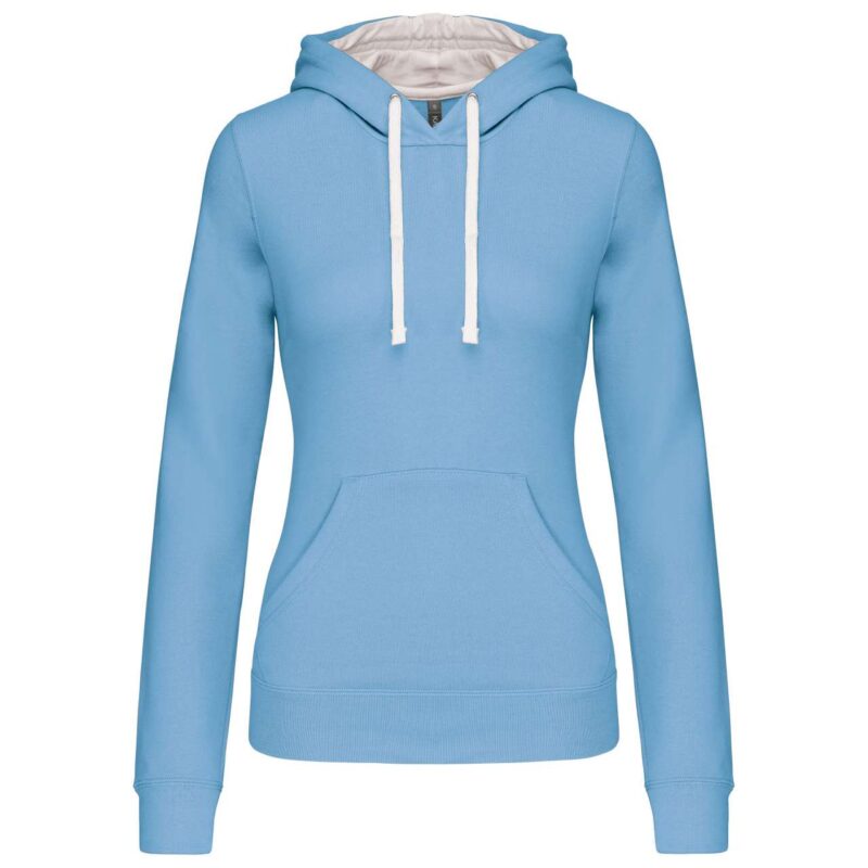 ka465-sky_blue_white-a1 Kariban LADIES’ CONTRAST HOODED SWEATSHIRT - Γαλάζιο/Λευκό