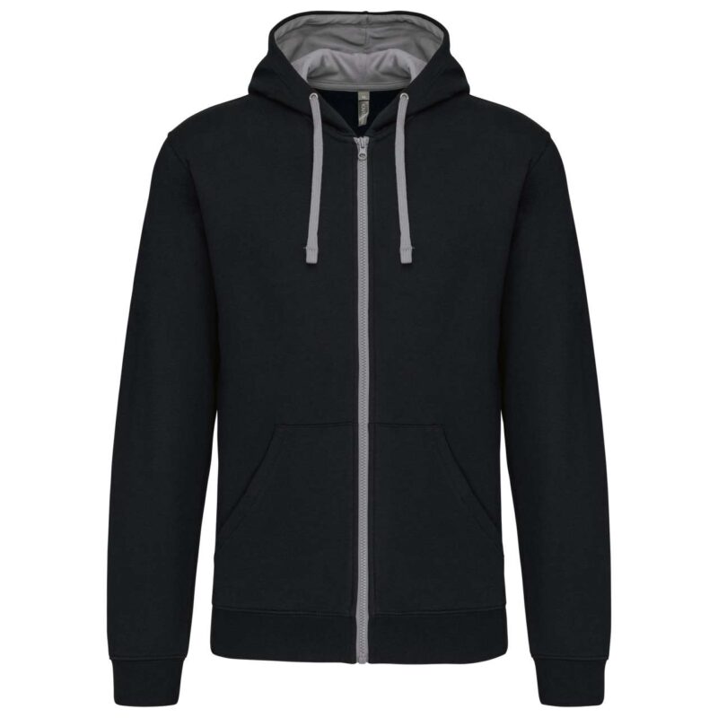 ka466-black_fine_grey-a2 Kariban SOL'S FULL ZIP HOODED CONTRAST SWEATSHIRT - Μαύρο/Ανοιχτό Γκρι