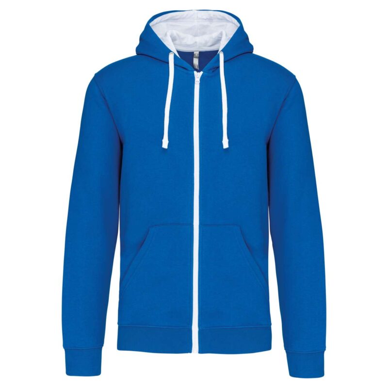 Kariban SOL'S FULL ZIP HOODED CONTRAST SWEATSHIRT - Light Royal Blue/White