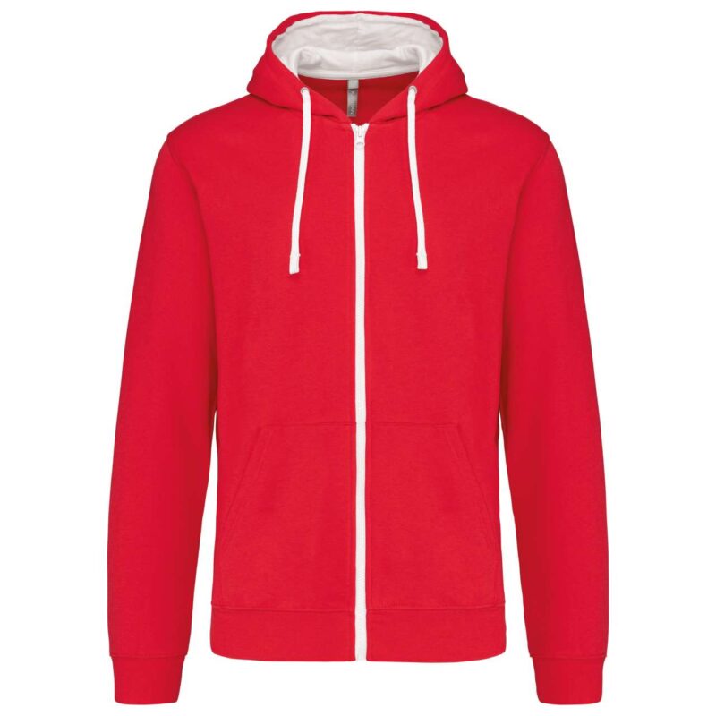 ka466-red_white-a1 Kariban SOL'S FULL ZIP HOODED CONTRAST SWEATSHIRT - Κόκκινο/Λευκό