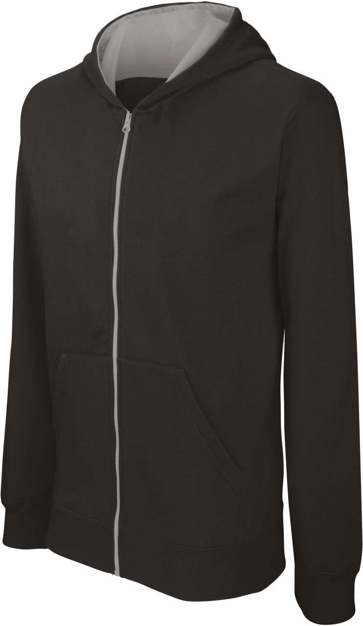 ka486-black_fine_grey-a1 Kariban KIDS HOODED SWEATSHIRT FULL ZIP - Μαύρο/Ανοιχτό Γκρι