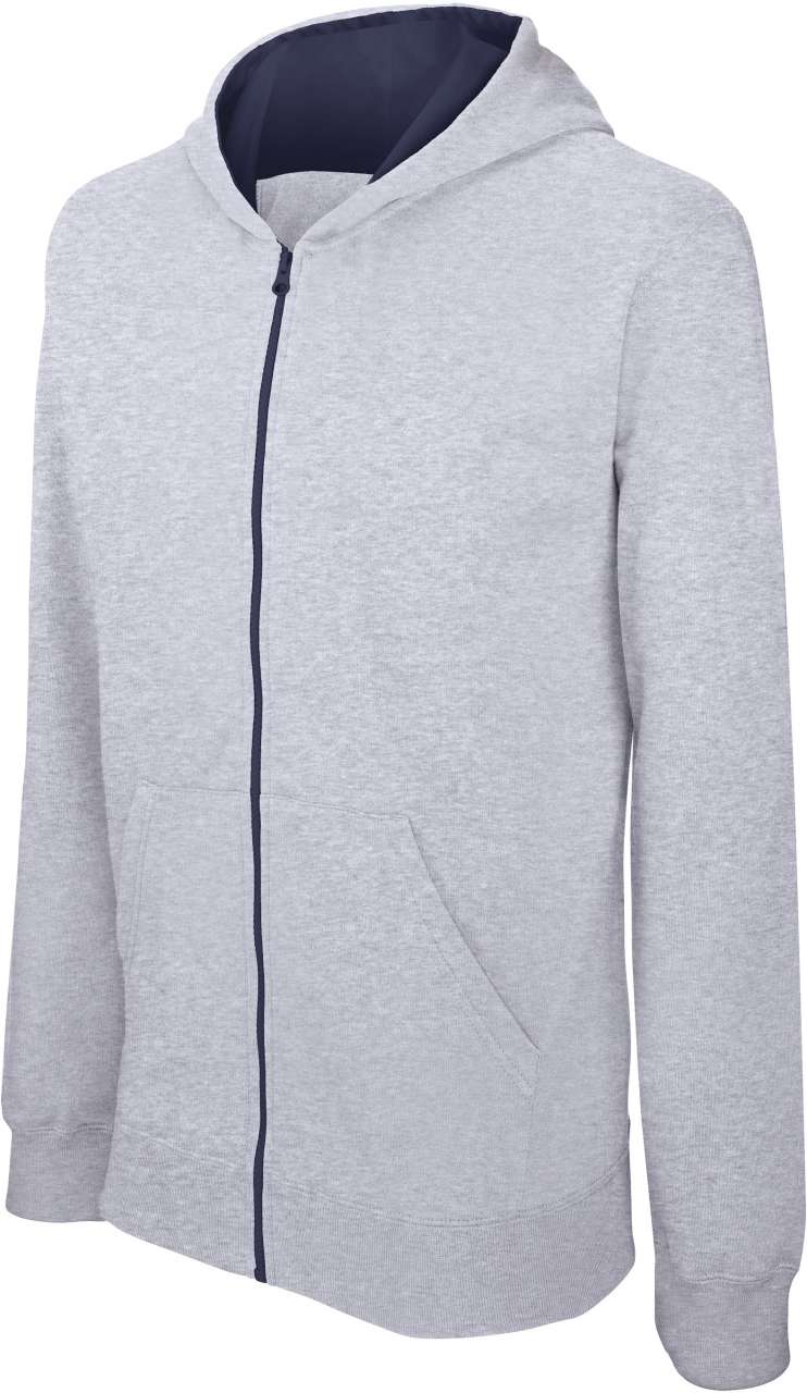 ka486-oxford_grey_navy-a1 Kariban KIDS HOODED SWEATSHIRT FULL ZIP - 76% Cotton/21% Polyester/3% Viscose