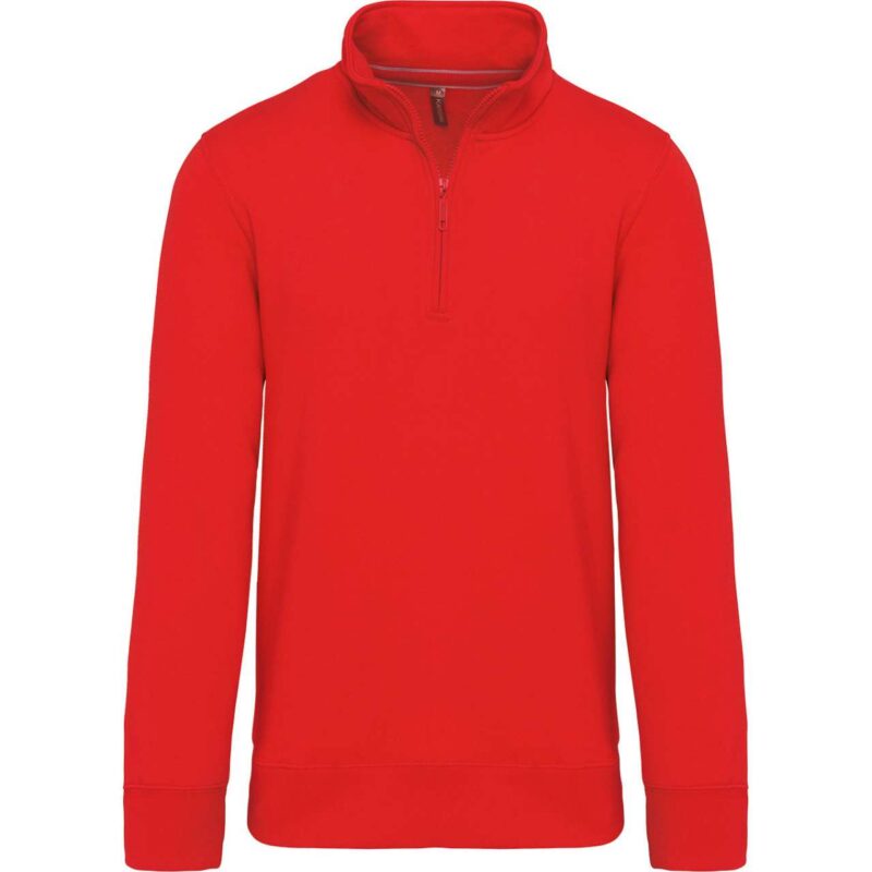 ka487-red-a1 Kariban ZIPPED NECK SWEATSHIRT - Κόκκινο