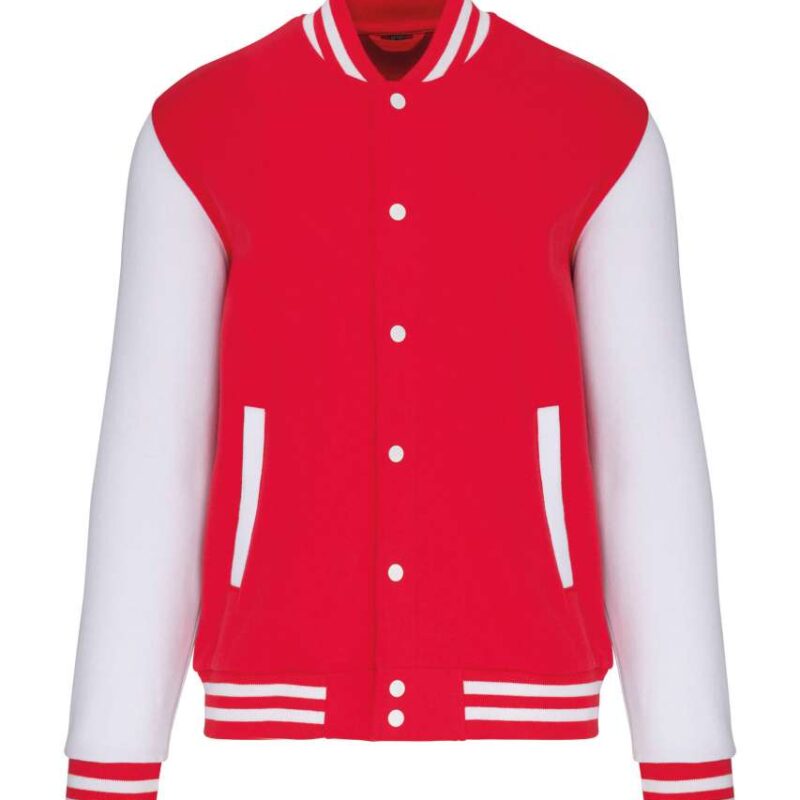 ka497-red_white-a1 Kariban UNISEX TEDDY FLEECE JACKET - Κόκκινο/Λευκό