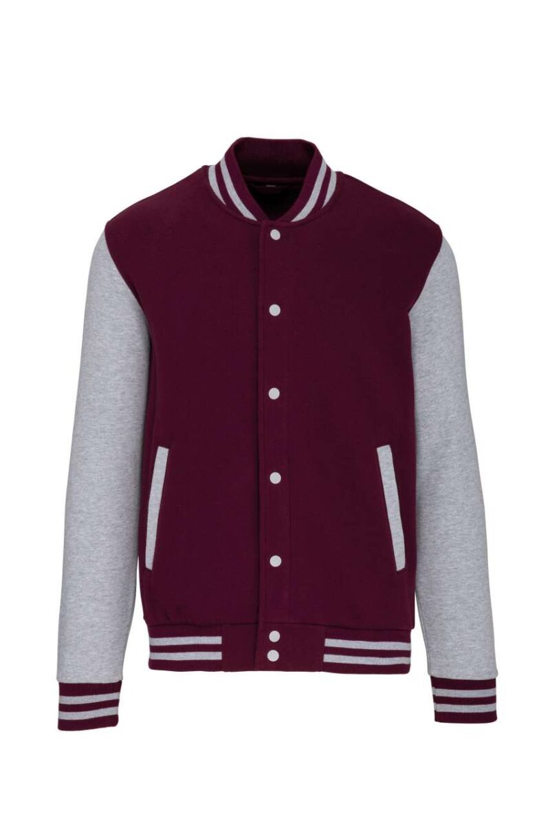 Kariban UNISEX TEDDY FLEECE JACKET - Wine/Oxford Grey