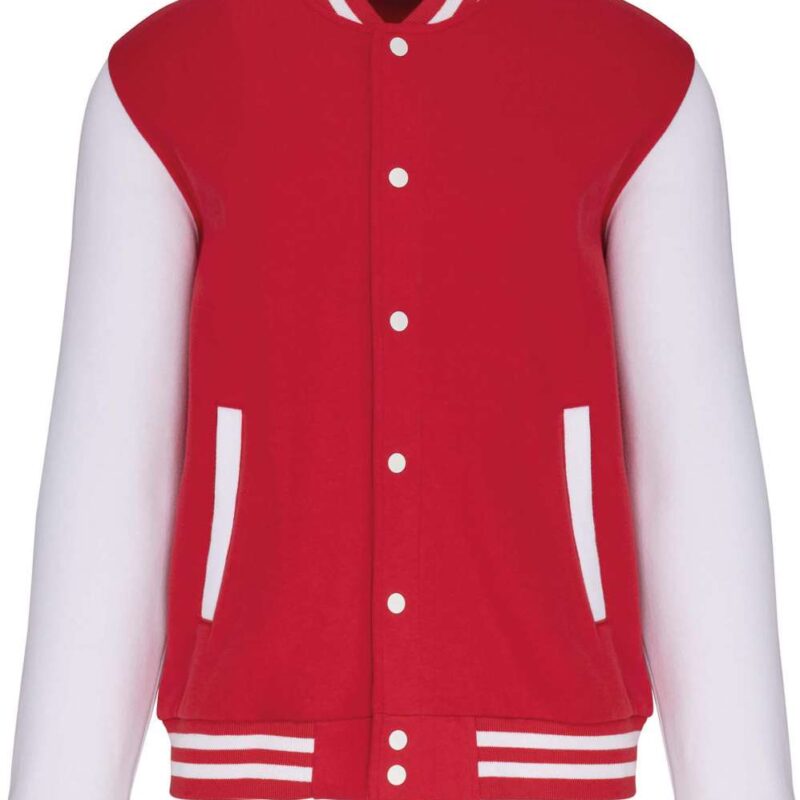 ka498-red_white-a1 Kariban KIDS TEDDY FLEECE JACKET - Κόκκινο/Λευκό