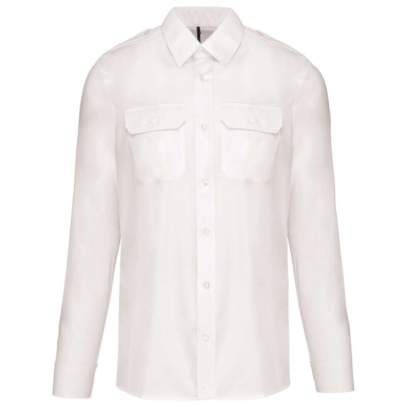 ka505-white-a1 Kariban MEN'S LONG-SLEEVED PILOT SHIRT - Λευκό