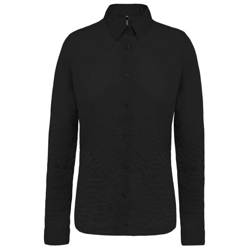 ka510-black-a1 Kariban LADIES’ LONG-SLEEVED COTTON POPLIN SHIRT - Μαύρο