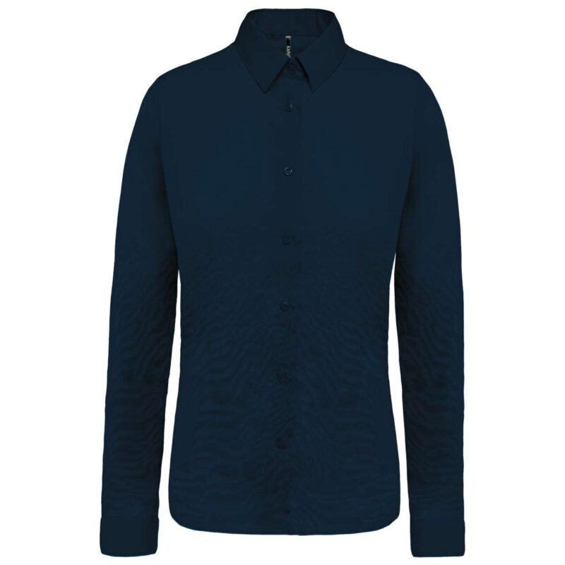 ka510-navy-a1 Kariban LADIES’ LONG-SLEEVED COTTON POPLIN SHIRT - Μπλε μαρίν
