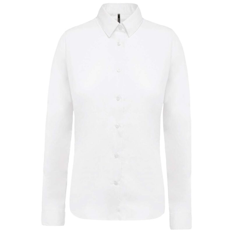 ka510-white-a2 Kariban LADIES’ LONG-SLEEVED COTTON POPLIN SHIRT - Λευκό