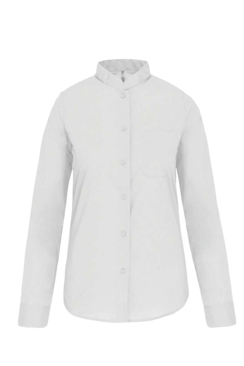 ka514-white-a2 Kariban LADIES' MANDARIN COLLAR LONG-SLEEVED SHIRT - Λευκό