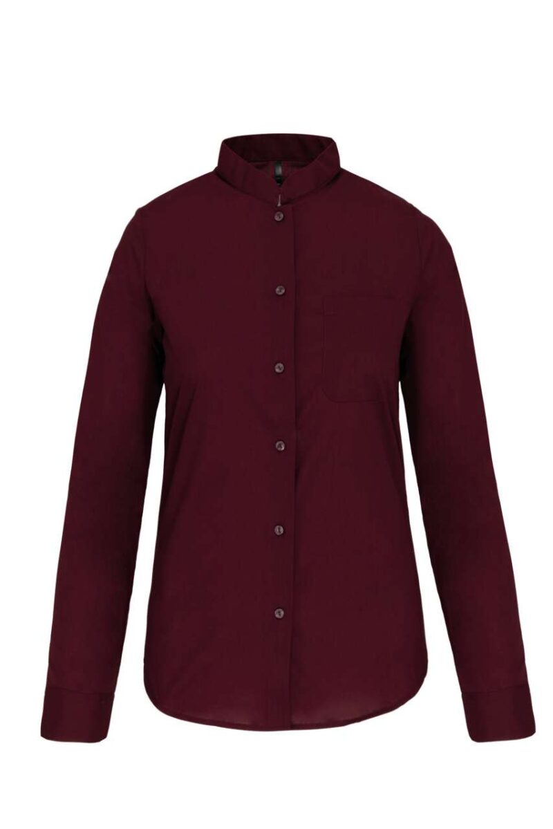 Kariban LADIES' MANDARIN COLLAR LONG-SLEEVED SHIRT - Κρασί