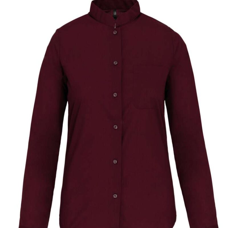 Kariban LADIES' MANDARIN COLLAR LONG-SLEEVED SHIRT - Κρασί