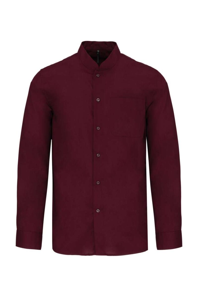 Kariban SOL'S Ανδρικό LONG-SLEEVED MANDARIN COLLAR πουκάμισο - Κρασί