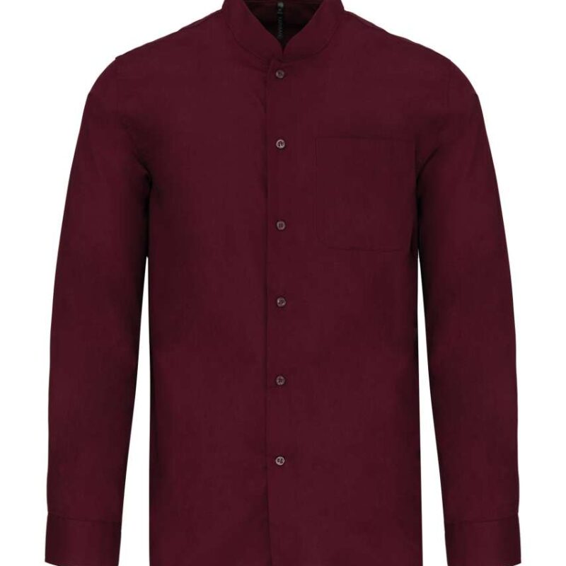 Kariban SOL'S Ανδρικό LONG-SLEEVED MANDARIN COLLAR πουκάμισο - Κρασί
