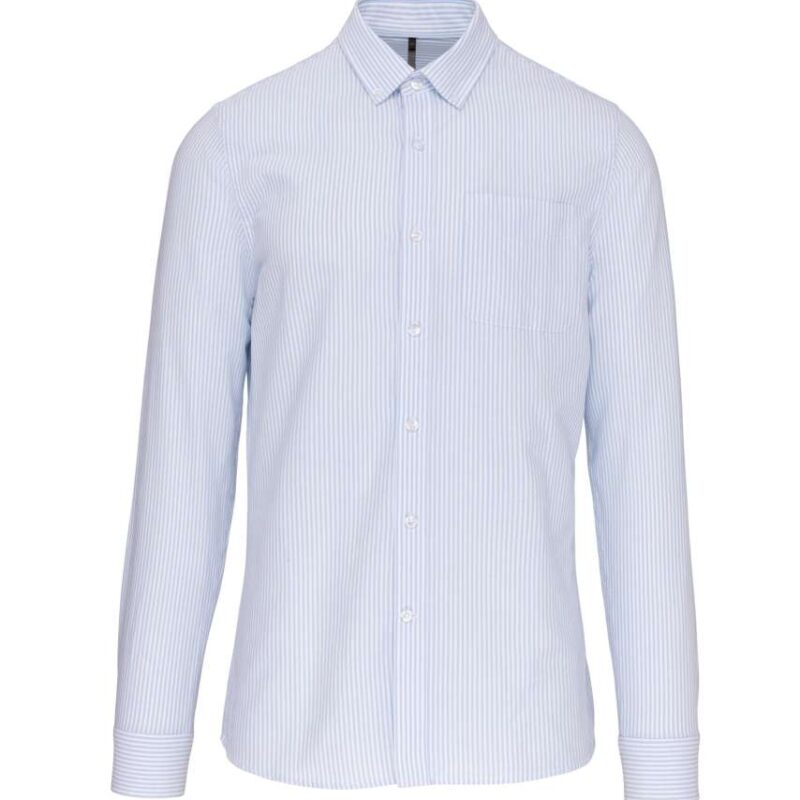 ka516-striped_white_oxford_blue-a2 Kariban LONG-SLEEVED WASHED OXFORD COTTON SHIRT - Λευκό