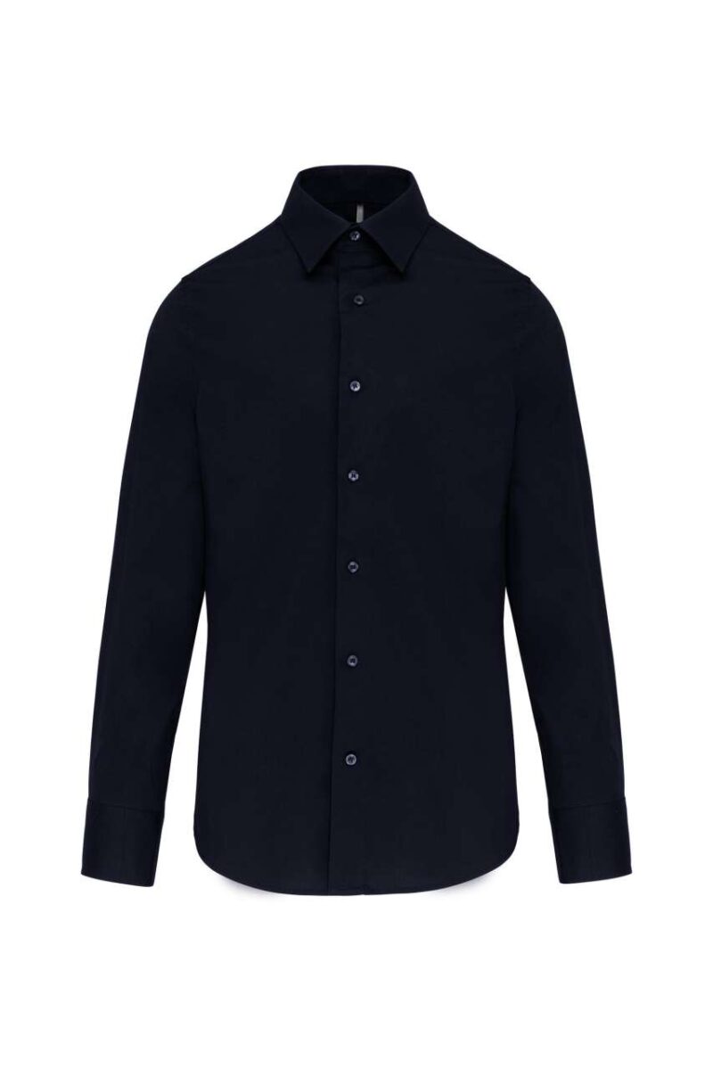 ka529-navy-a1 Kariban LONG-SLEEVED COTTON/ELASTANE SHIRT - Μπλε μαρίν