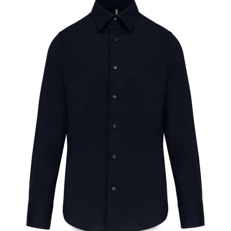 ka529-navy-a1 Kariban LONG-SLEEVED COTTON/ELASTANE SHIRT - Μπλε μαρίν