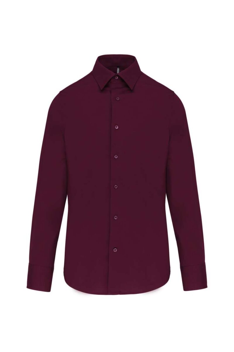 Kariban LONG-SLEEVED COTTON/ELASTANE SHIRT - Κρασί