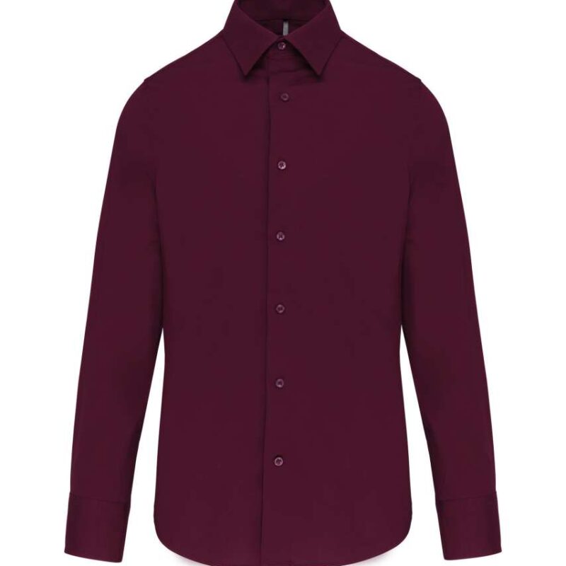 ka529-wine-a1 Kariban LONG-SLEEVED COTTON/ELASTANE SHIRT - Κρασί