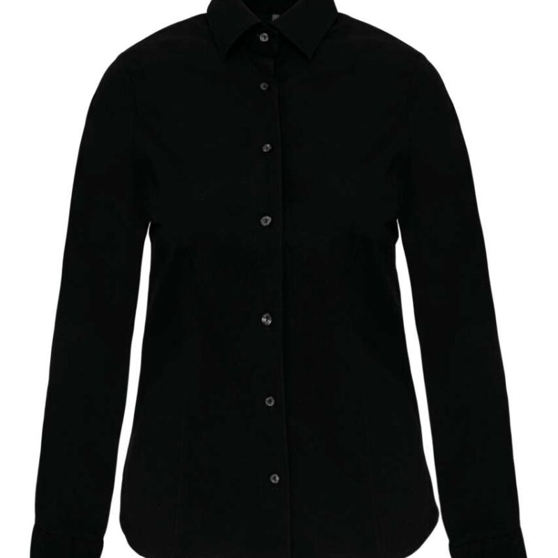 Kariban SHIRT LADIES LONG-SLEEVED STRETCH - Μαύρο