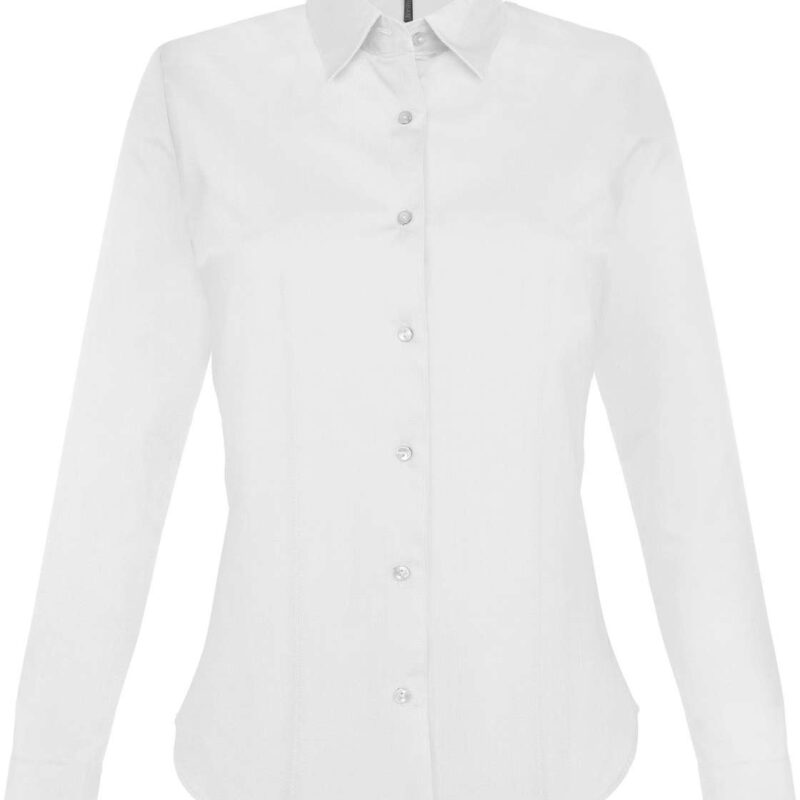 Kariban SHIRT LADIES LONG-SLEEVED STRETCH - Λευκό