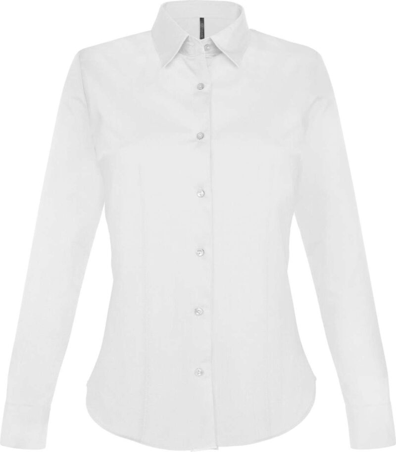 Kariban SHIRT LADIES LONG-SLEEVED STRETCH - Λευκό