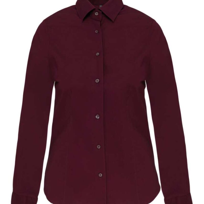 Kariban SHIRT LADIES LONG-SLEEVED STRETCH - Κρασί