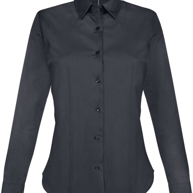 Kariban SHIRT LADIES LONG-SLEEVED STRETCH - Γκρι του ψευδαργύρου