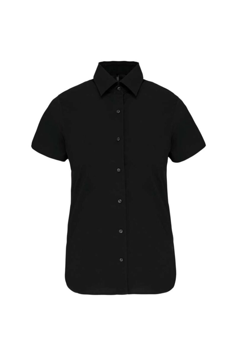 ka532-black-a1 Kariban LADIES SHORT-SLEEVED COTTON/ELASTANE SHIRT - Μαύρο