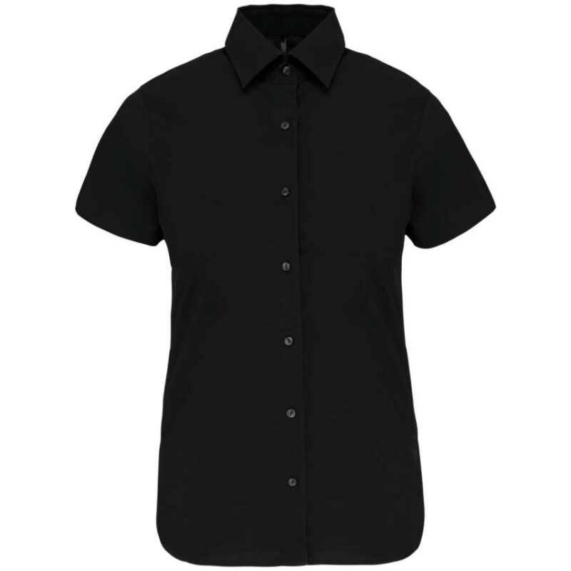 Kariban LADIES SHORT-SLEEVED COTTON/ELASTANE SHIRT - Μαύρο