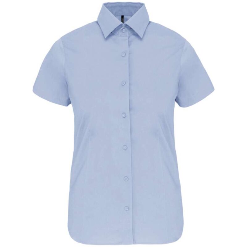 Kariban LADIES SHORT-SLEEVED COTTON/ELASTANE SHIRT - Ανοιχτό μπλε