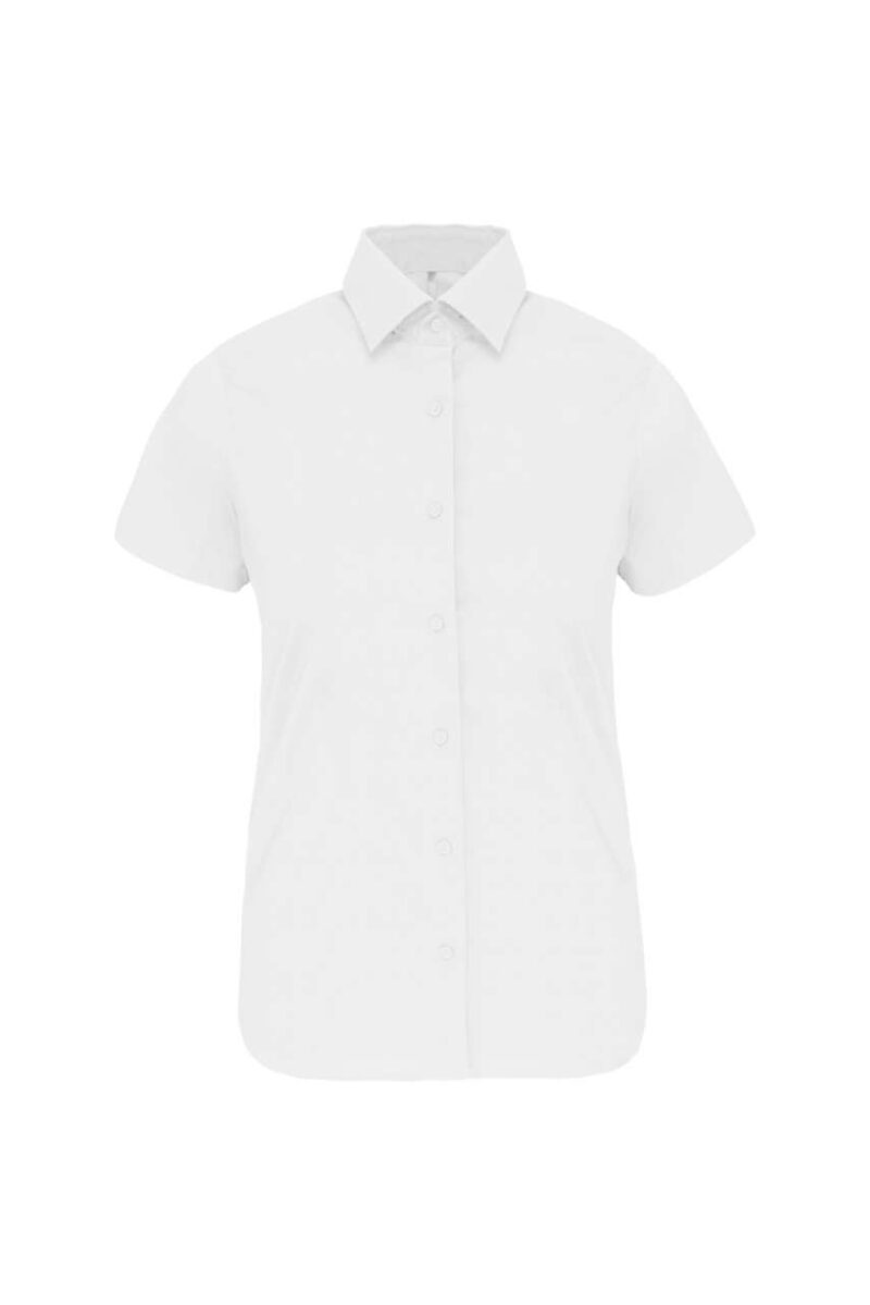 Kariban LADIES SHORT-SLEEVED COTTON/ELASTANE SHIRT - Λευκό