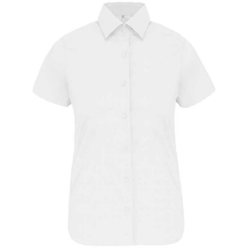 Kariban LADIES SHORT-SLEEVED COTTON/ELASTANE SHIRT - Λευκό