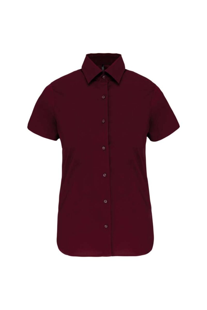 ka532-wine-a1 Kariban LADIES SHORT-SLEEVED COTTON/ELASTANE SHIRT - Κρασί